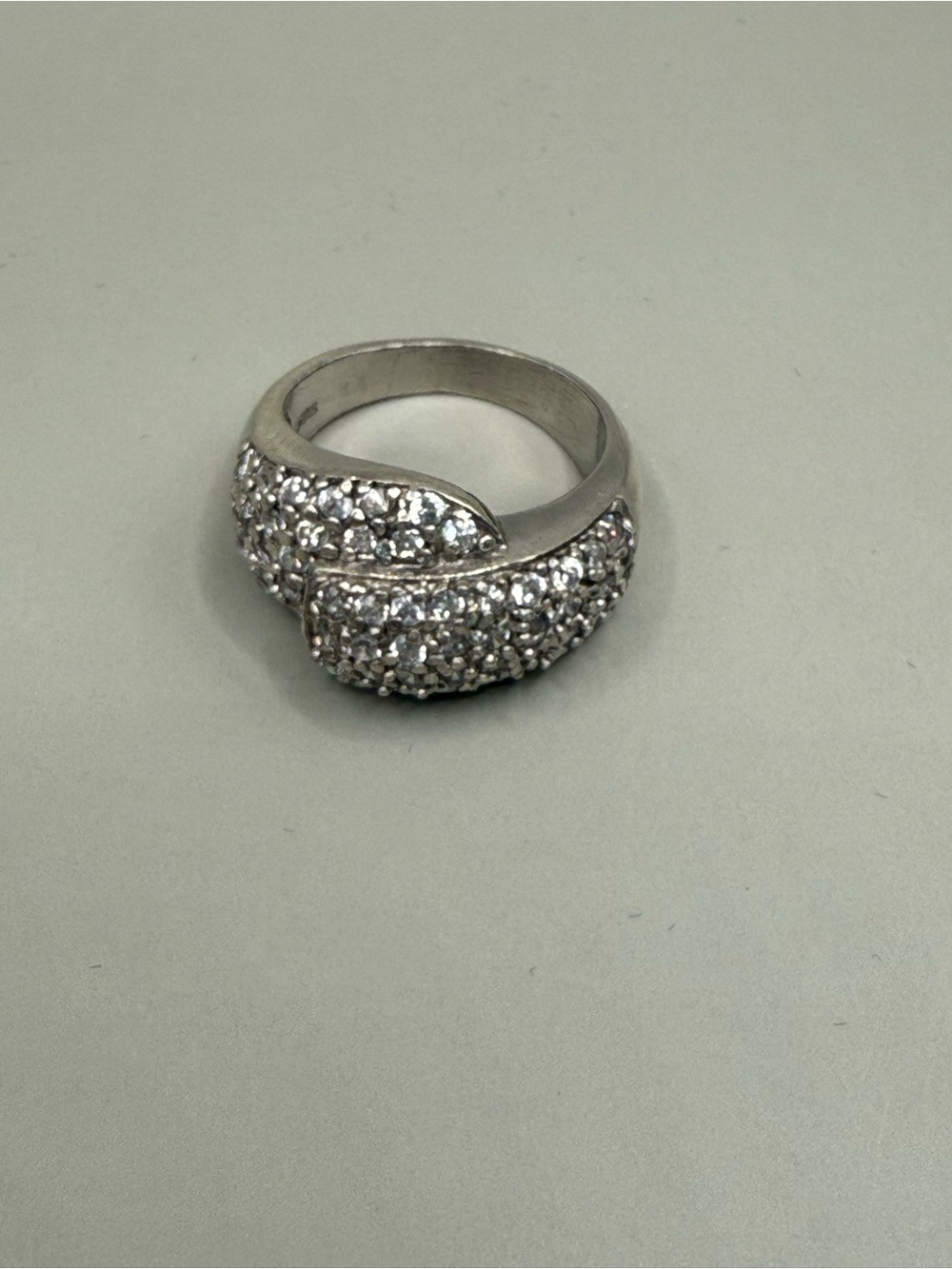 925 Sterling Silver Pavé Crystal Dome Ring - Silver